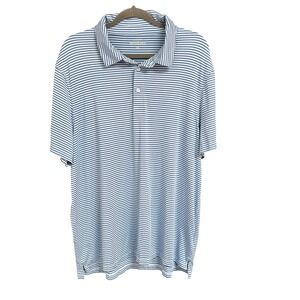 J.Crew Performance Polo Shirt Mens XXL Blue White Striped Short Sleeve Golf